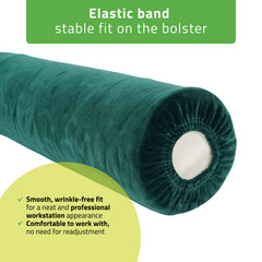 -3-Velour cover with elastic for bolster, 15 × 60 cm bottle green-3