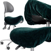 --Velour cover with elastic for stool, bottle green-