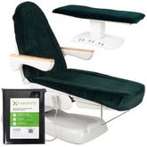 --Velour sheet with elastic and ties for cosmetic chair, bottle green-