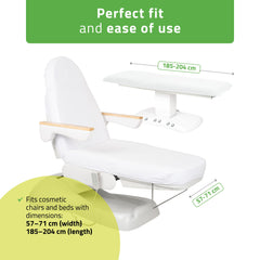 -1-Velour sheet with elastic and ties for cosmetic chair, white-1