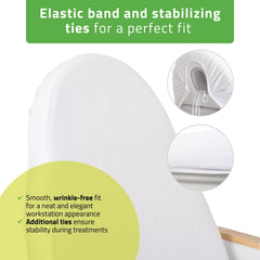 -3-Velour sheet with elastic and ties for cosmetic chair, white-3