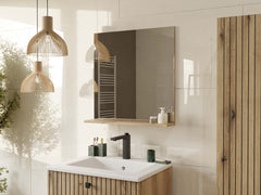 2-LUSTRO ŁAZIENKOWE Z PÓŁKĄ TIGO 60x61,5 CM DĄB EVOKE DO ŁAZIENKI PRZEDPOKOJU-2