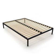 1-Stelaż Łóżka BED ALU 140x200 Metalowy Drewniane Listwy Nowoczesny CZARNY-1
