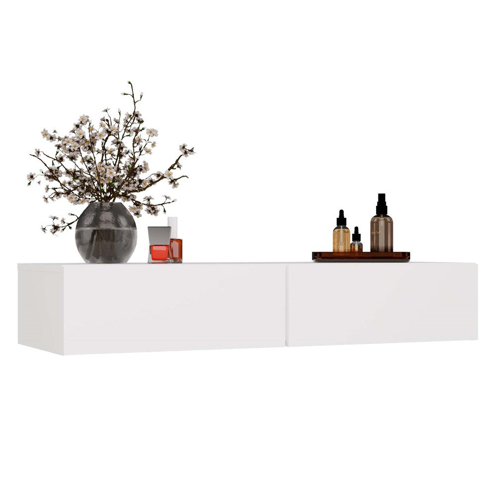 1-Toaletka Kosmetyczna Wisząca MIKA 110 cm 2 Szuflady Do Sypialni BIAŁA-1