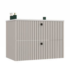 MUEBLE DE BAÑO TIPO VANIDAD TIGO 80 2S CON FRENTE ACANALADO COLOR CASHEW + LAVABO