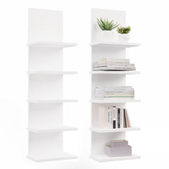 Estantería de Pared R5P con 5 Baladas para Libros para Oficina Sala de Estar Habitación Infantil BLANCO