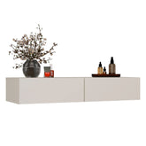 1-Toaletka Kosmetyczna Wisząca MIKA 110 Cm 2 Szuflady Do Sypialni KASZMIR Beż-1