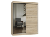 Iga Wardrobe 160 A/C SONOMA OAK 1 x Mirror with Grids For Bedroom Hallway