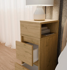3-Szafka Nocna YORK Stolik Nocny Półka 2 Szuflady Do Sypialni DĄB ARTISAN-3