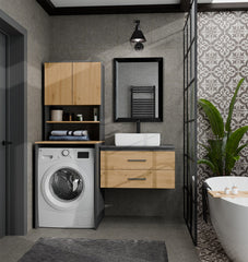 BATHROOM CABINET POLA MULTI Above Washing Machine Column Shelf ANTHRACITE ARTISAN OAK