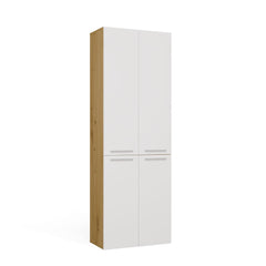 Bathroom Cabinet NEL 1K DD Column Shelf with Laundry Basket OAK ARTISAN / WHITE