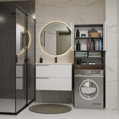 2-Szafka Łazienkowa na Pralkę POLA DK ANTRACYT BIEL Regał Słupek 180X64X30-2