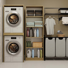 4-Szafka Łazienkowa na Pralkę i Suszarkę POLA TWIN Regał Słupek DĄB ARTISAN-4