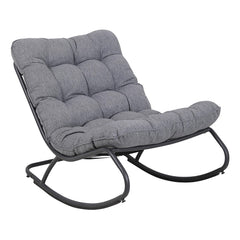 1-Fotel Bujany VIBE Ogrodowy z Poduszką Stalowy Czarny Szary 115 Cm-1