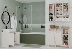Hanging Bathroom Cabinet Shelf NINA W1D CASHMERE Column 1 Door 3 Shelves