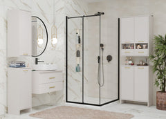 Hanging Bathroom Cabinet Shelf NINA W1D CASHMERE Column 1 Door 3 Shelves