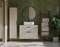 Hanging Bathroom Cabinet TERRA 1D CASHMERE BEIGE Column 4 Shelves For Bathroom