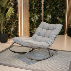 4-Fotel Bujany VIBE Ogrodowy z Poduszką Stalowy Czarny Szary 115 Cm-4