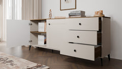 4-Komoda POINT 2D3S Kaszmir Beż Dąb Castello Szafka 3 Szuflady 2 Drzwi Salon-4