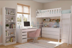 Office Furniture Set Desk Arto + Chest of Drawers Malwa M6 + Shelf R60 WHITE for Office Room
