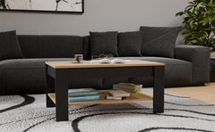 2-Stolik Kawowy OHIO DĄB ARTISAN CZARNY Ława Półki Do Salonu 93x58x43,5 Cm-2