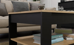 3-Stolik Kawowy OHIO DĄB ARTISAN CZARNY Ława Półki Do Salonu 93x58x43,5 Cm-3