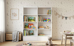 Office Shelf Set 2x PALERMO Cabinet 2 Drawers 8 Shelves For Office WHITE