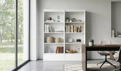 Office Shelf Set 2x PALERMO Cabinet 2 Drawers 8 Shelves For Office WHITE