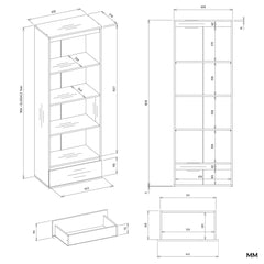 Office Furniture Set Desk Cosmo + Chest of Drawers Alma + Shelf Palermo WHITE for the Room
