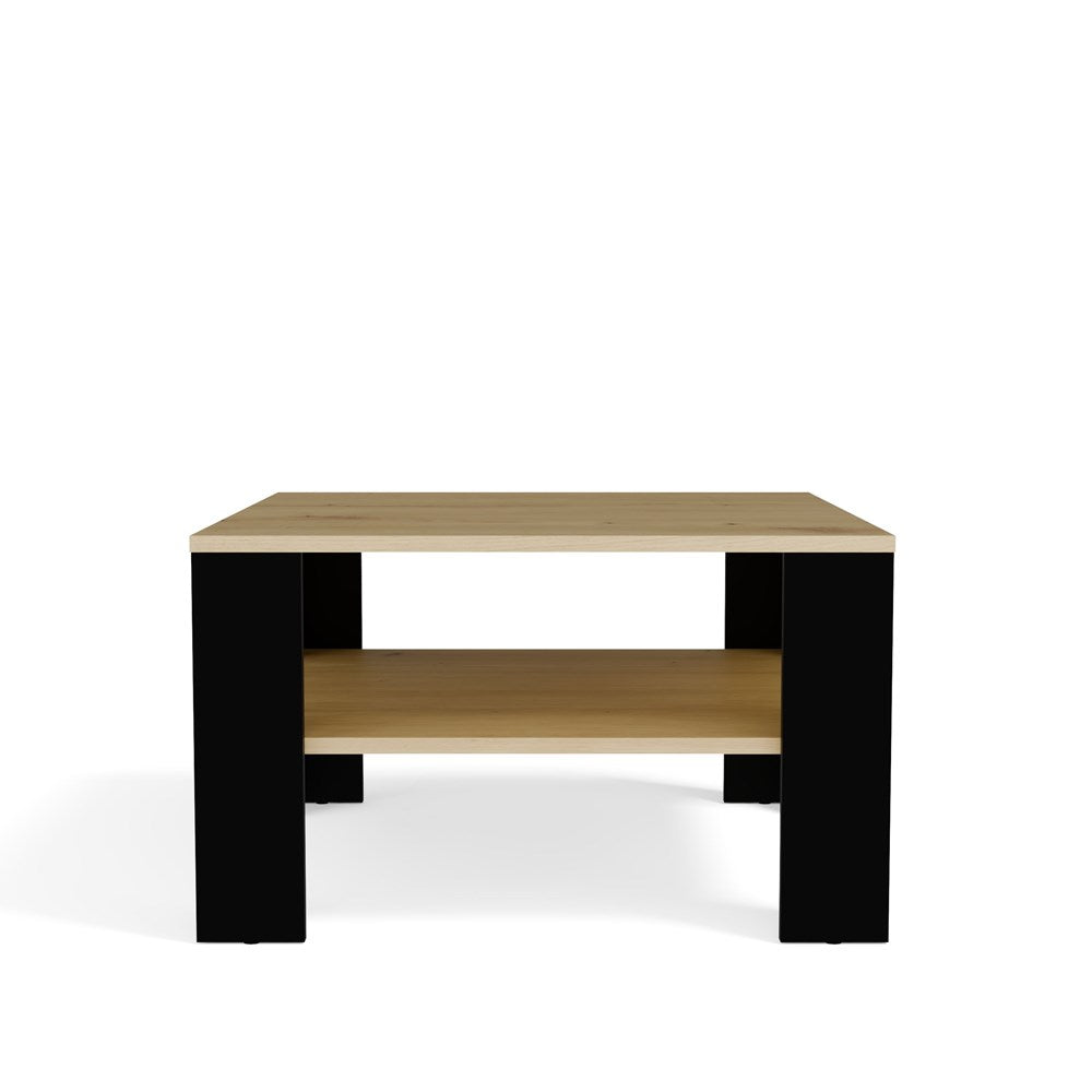 10-Stolik Kawowy Z Półką Pod Blatem SQUARE DĄB ARTISAN CZARNY Ława Do Salonu Pokoju-10