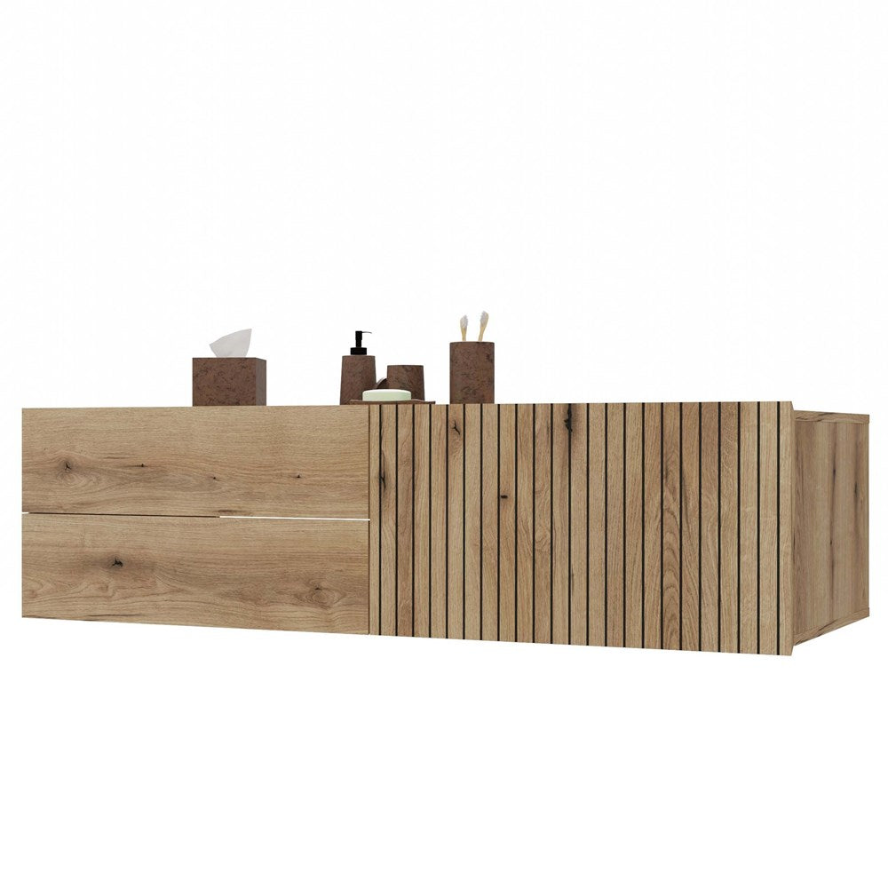 1-SZAFKA POD UMYWALKĘ TIGO 1D2S DĄB EVOKE 140 CM 2 SZUFLADY RYFLOWANY FRONT WISZĄCA-1