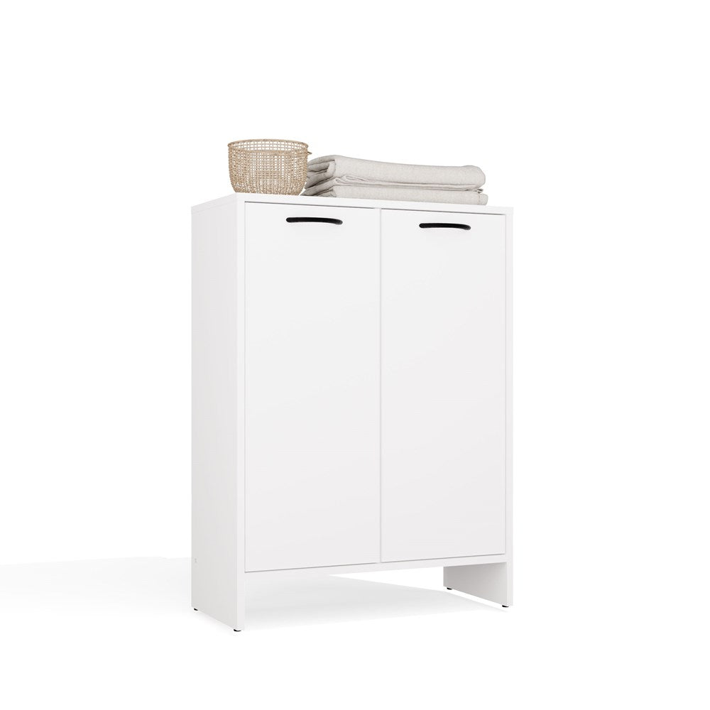 10-Szafka Łazienkowa NINA 1K1D BIAŁA Regał Słupek 1 Kosz Na Pranie 3 Półki Do Łazienki-10