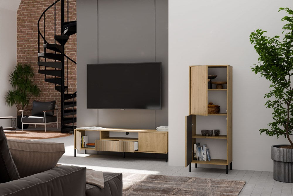 7-Witryna KAMARO 2DK SLIM/GŁADKI DĄB ARTISAN Lamele Front Ryflowany + Klasyczny-7