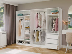 OPENO 1W6P Branco Roupeiro Modular Prateleira com Varão Prateleiras Quarto