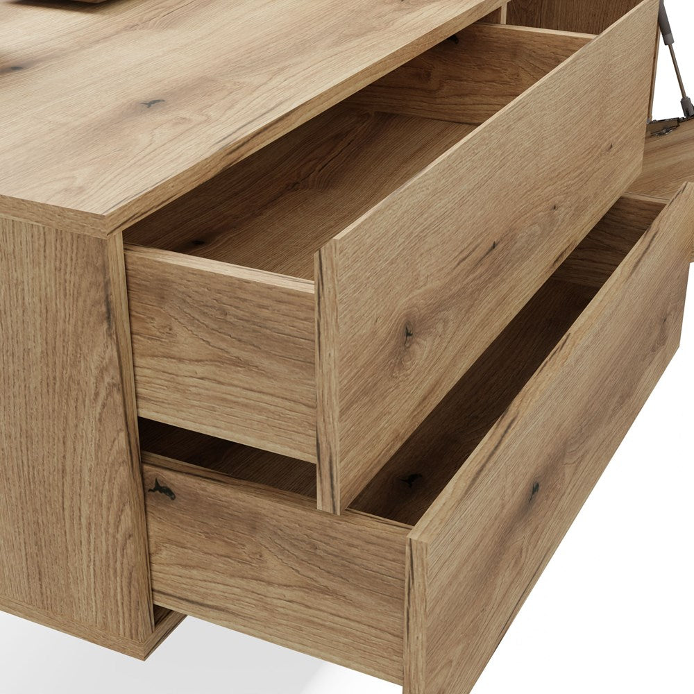 14-SZAFKA POD UMYWALKĘ TIGO 1D2S DĄB EVOKE 140 CM 2 SZUFLADY RYFLOWANY FRONT WISZĄCA-14