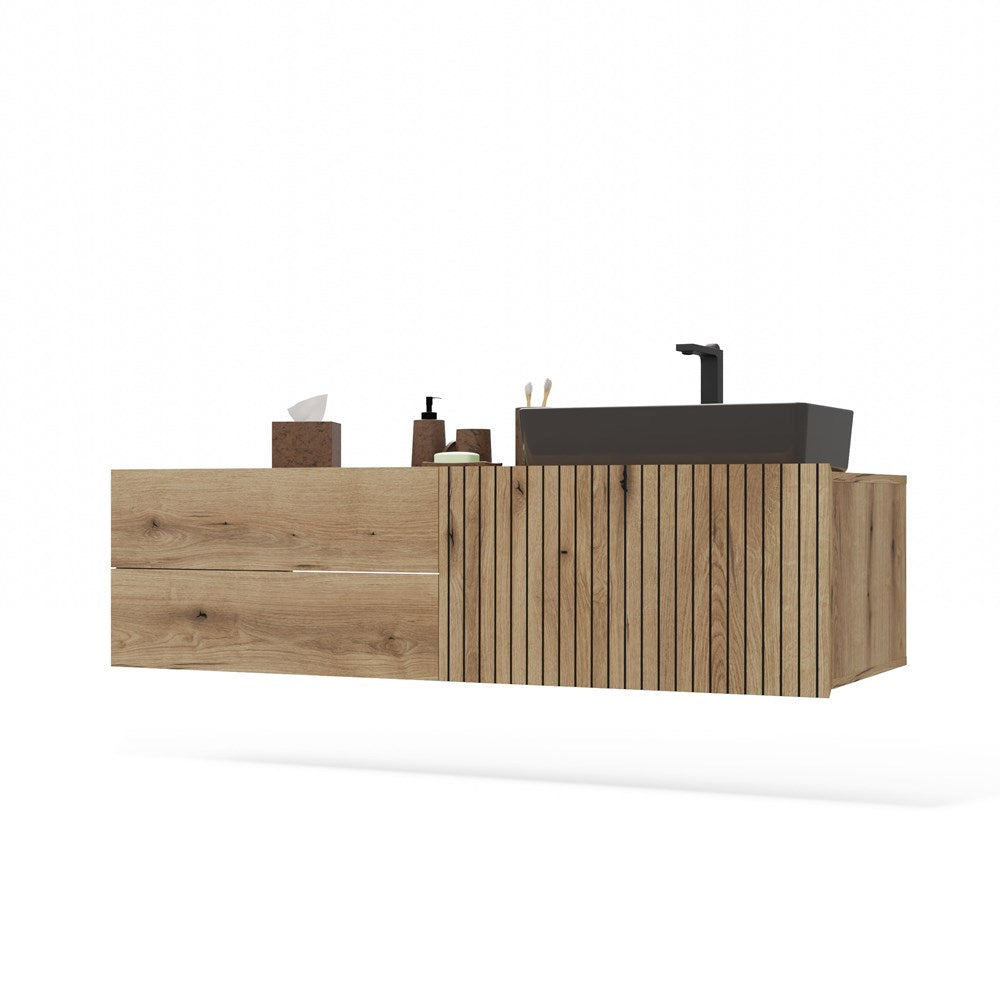 11-SZAFKA POD UMYWALKĘ TIGO 1D2S DĄB EVOKE 140 CM 2 SZUFLADY RYFLOWANY FRONT WISZĄCA-11