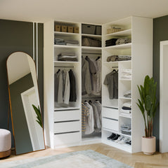 OPENO Modular Wardrobe SET 260/250 WHITE Drawers Rods Shelves Large for Bedroom