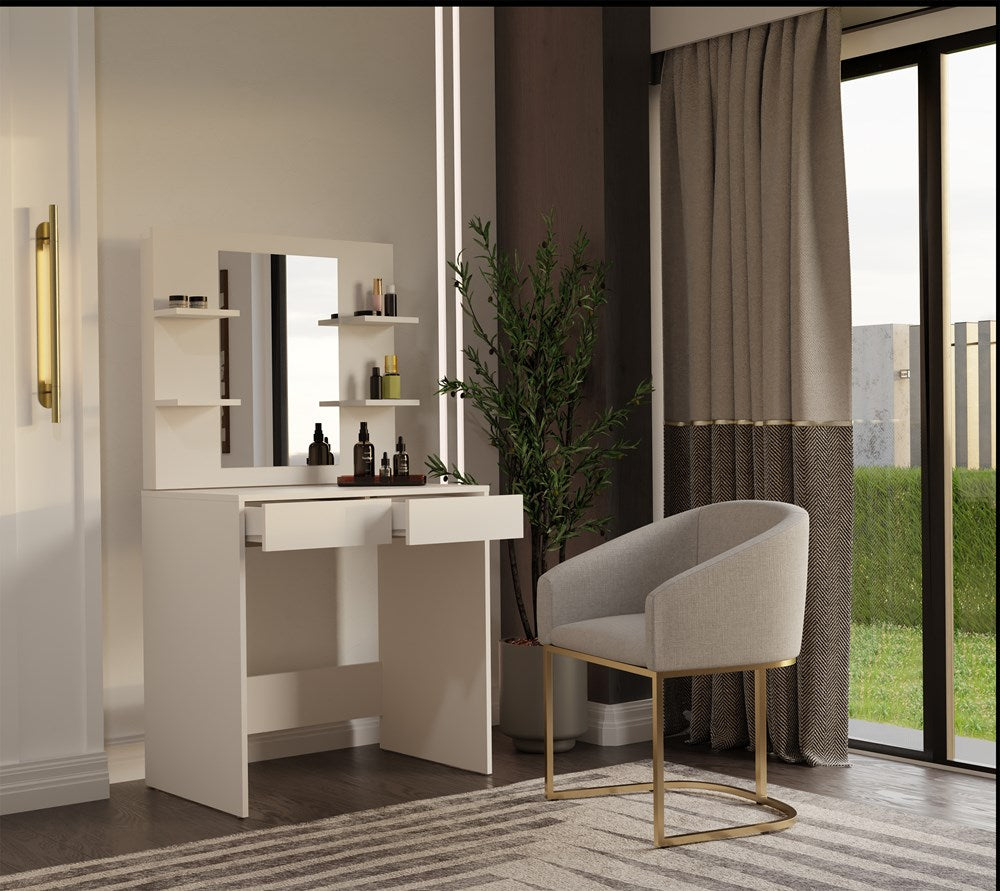 3-Toaletka Kosmetyczna z Lustrem Do Makijażu MARINA 4P + Biurko 2S KASZMIR-3