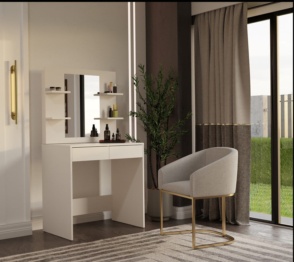 5-Toaletka Kosmetyczna z Lustrem Do Makijażu MARINA 4P + Biurko 2S KASZMIR-5