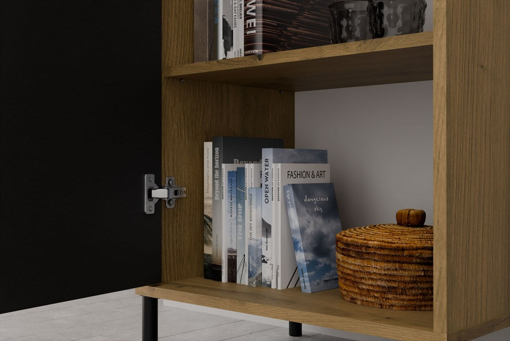 7-Witryna KAMARO 1DD SLIM DĄB ARTISAN Lamele Front Ryflowany-7