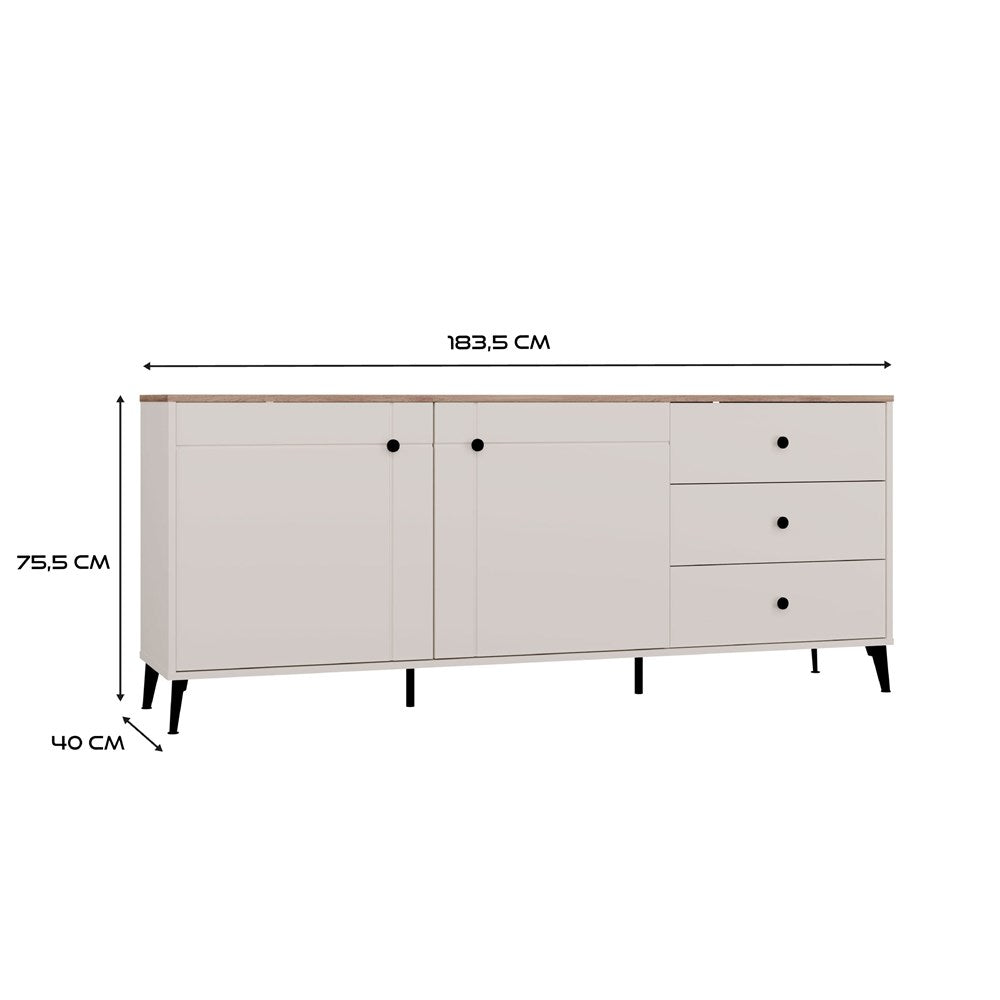 6-Komoda POINT 2D3S Kaszmir Beż Dąb Castello Szafka 3 Szuflady 2 Drzwi Salon-6