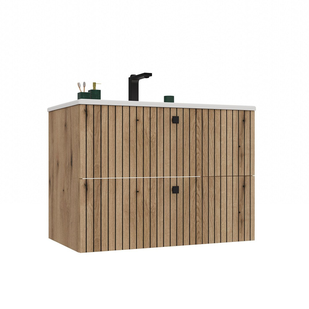 11-SZAFKA POD UMYWALKĘ TIGO 80 2S DĄB EVOKE RYFLOWANY FRONT + UMYWALKA-11