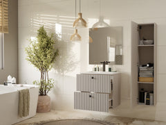 MUEBLE DE BAÑO TIGO 60 2S CASHEW ACANALADO FRONTAL + LAVABO
