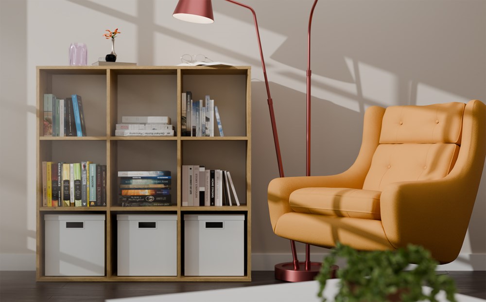 2-REGAŁ MALAX 3x3 H DĄB ARTISAN ZABUDOWANY TYŁ HDF PÓŁKI 110x110 CM-2