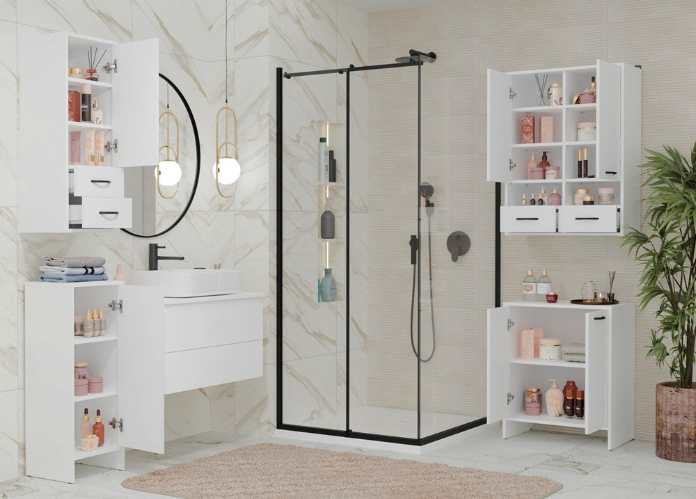 4-Szafka Łazienkowa NINA 2DUM BIAŁY 2 Drzwi Półki Regał Pod Umywalkę-4