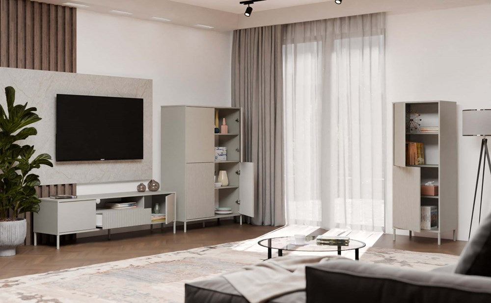 8-Witryna KAMARO 4DK SLIM/GŁADKI KASZMIR 4 Drzwi Lamele Front Ryflowany + Klasyczny-8