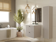 MUEBLE DE BAÑO TIGO 60 2S CASHEW ACANALADO FRONTAL + LAVABO