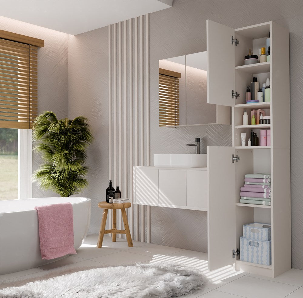 5-Szafka Łazienkowa Słupek 32 cm MARBELA 1.0 Regał Słupek 2 Drzwi KASZMIR BEŻ-5