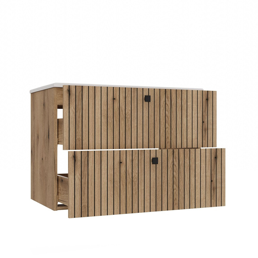 14-SZAFKA POD UMYWALKĘ TIGO 80 2S DĄB EVOKE RYFLOWANY FRONT + UMYWALKA-14