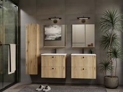 4-SZAFKA POD UMYWALKĘ TIGO 60 2S DĄB EVOKE 2 SZUFLADY RYFLOWANY FRONT WISZĄCA-4